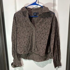 GAP Brown Lace Button-Down Shirt